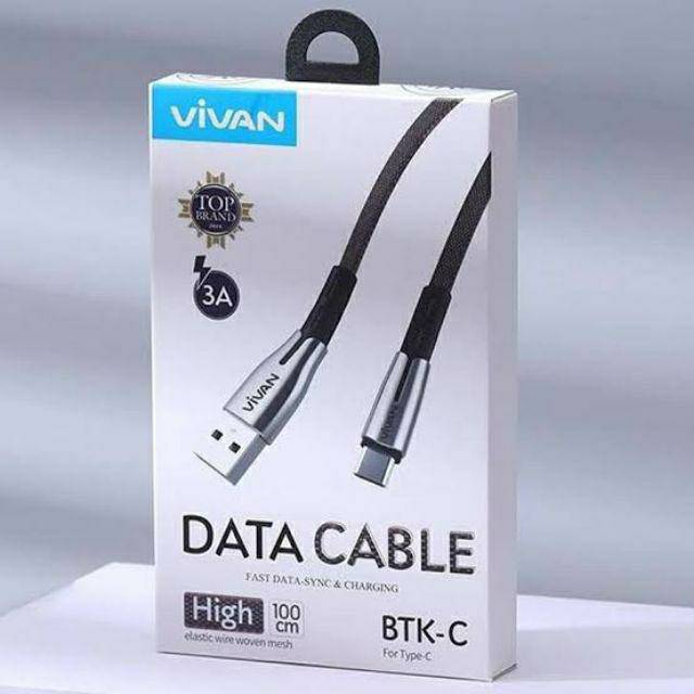 KABEL DATA VIVAN 100CM BTK-M (MICRO/ANDROID) BTK-L (LIGHTING) BTK-C ( TYPE-C) -3A FAST CHARGING