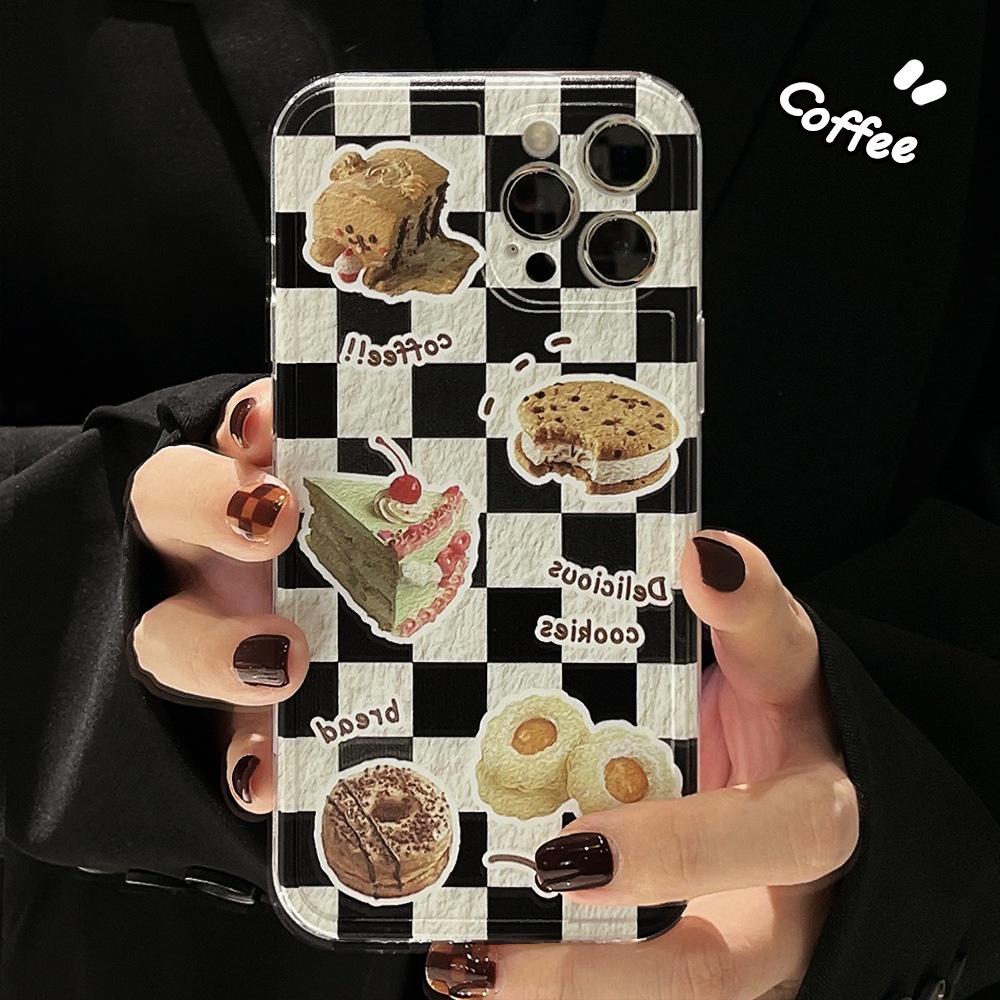 IPHONE Case Handphone Bahan Silikon Motif Kotak-Kotak Untuk Iphone7 8 PLUS X XR XS 11 12 13 14 MINI PRO MAX SE 2020