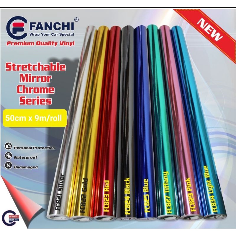 [Roll] Sticker Fanchi Mirror Chrome Krom Lentur Premium Wrap ROLL