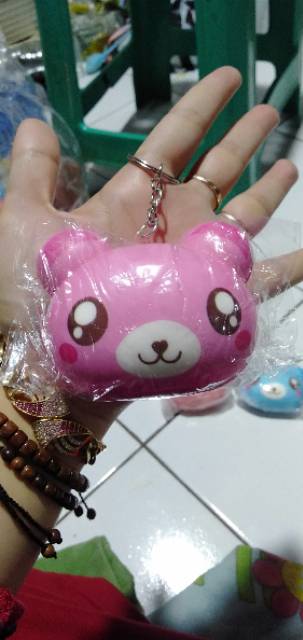 Gantungan squisshy bentuk kepala panda 8cm mainan squisshy animal