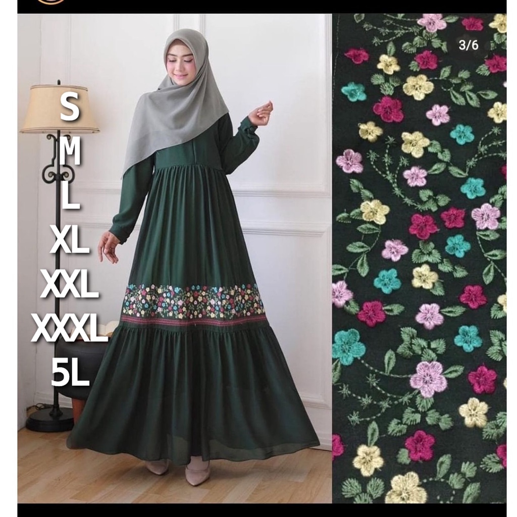 ( S M L XL XXL XXXL 5L ) NEW FASHION MUSLIM AMARA BORDIR | GAMIS JUMBO