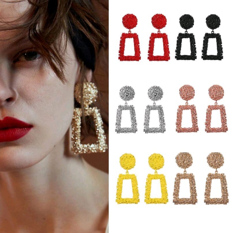 Anting korea anting panjang segi empat fashion vintage mini size / anting wanita