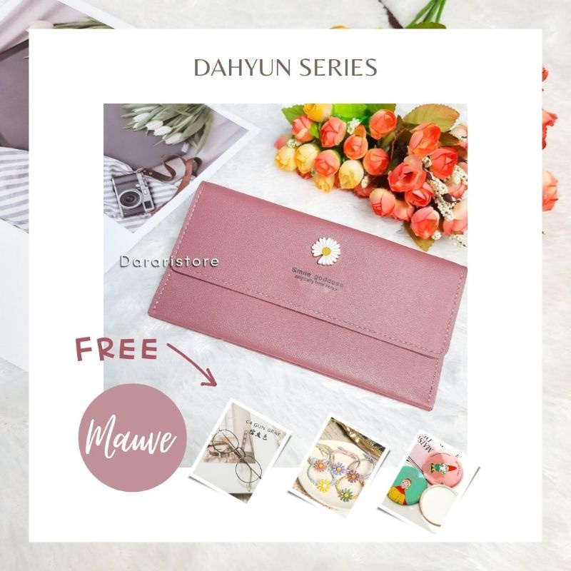 Dahyun Dompet Wanita panjang korean fashion by dararistore free pouch