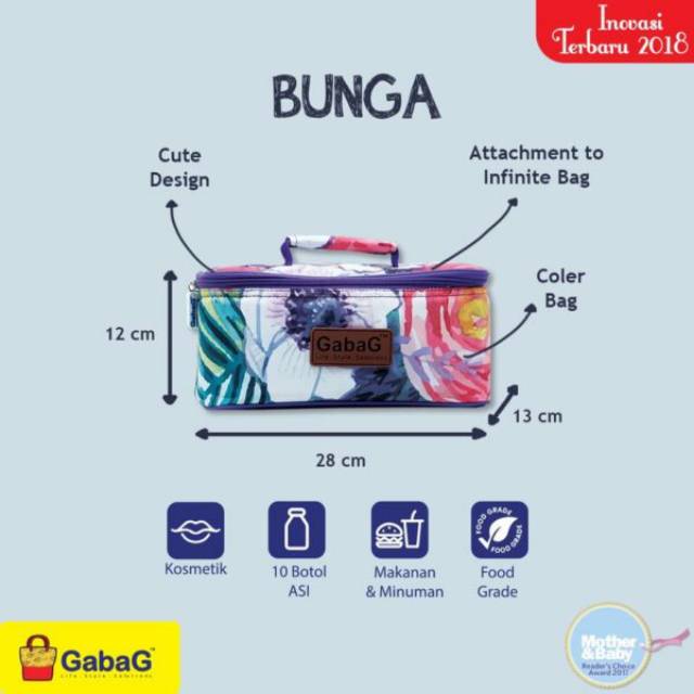 Cooler Bag Gabag Single Infinite Series | Bunga | Awan | Crystal | Coolerbag | Tas asi