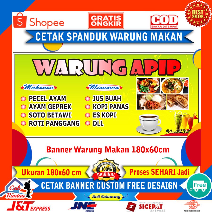 Cetak Banner Spanduk Backdrop Custom Plang Warung Rumah Makan Baliho Toko Usaha Jualan Dagang
