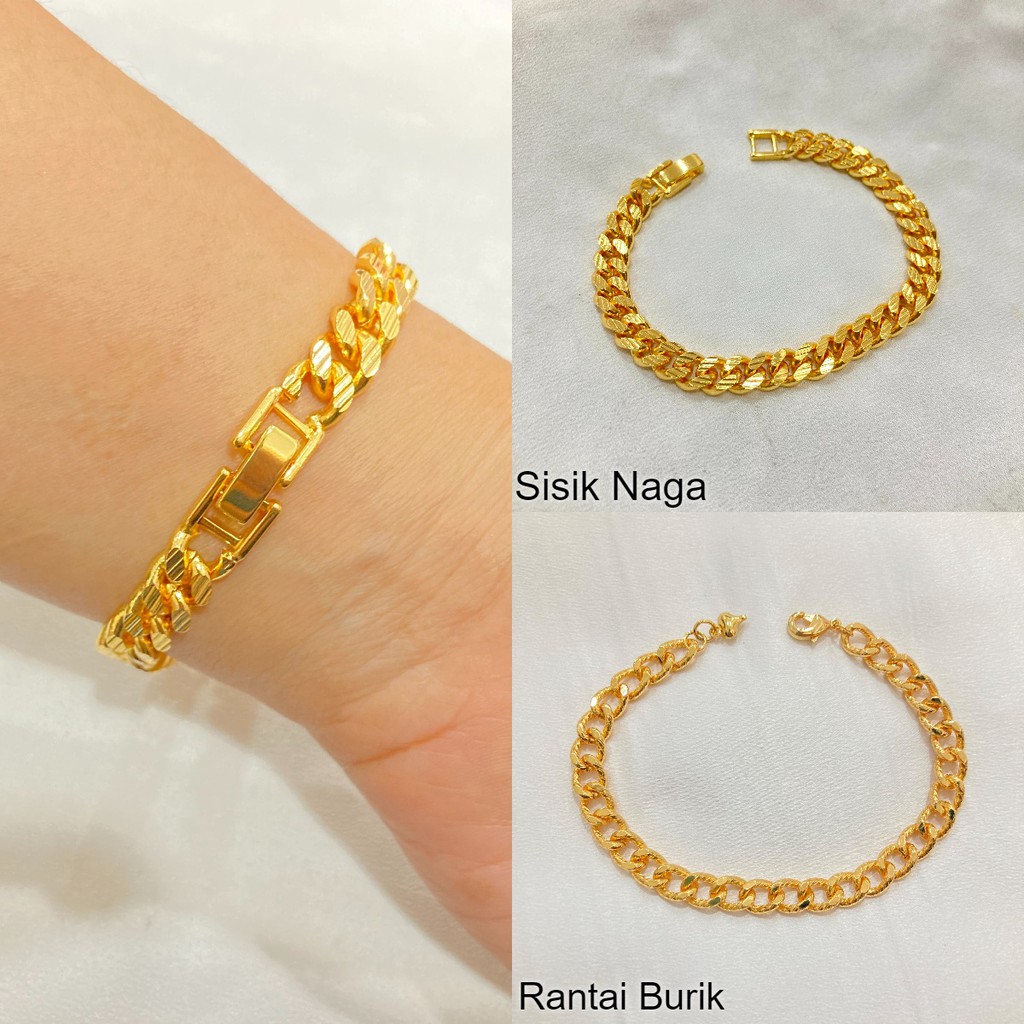 Gelang Rante Lapis Emas Motif Sisik Naga GLE38