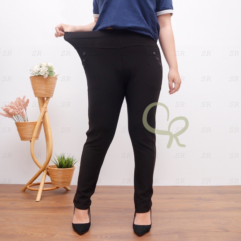 Celana Basic Jumbo XXXL Polos Wanita Import Katun Melar Nyaman