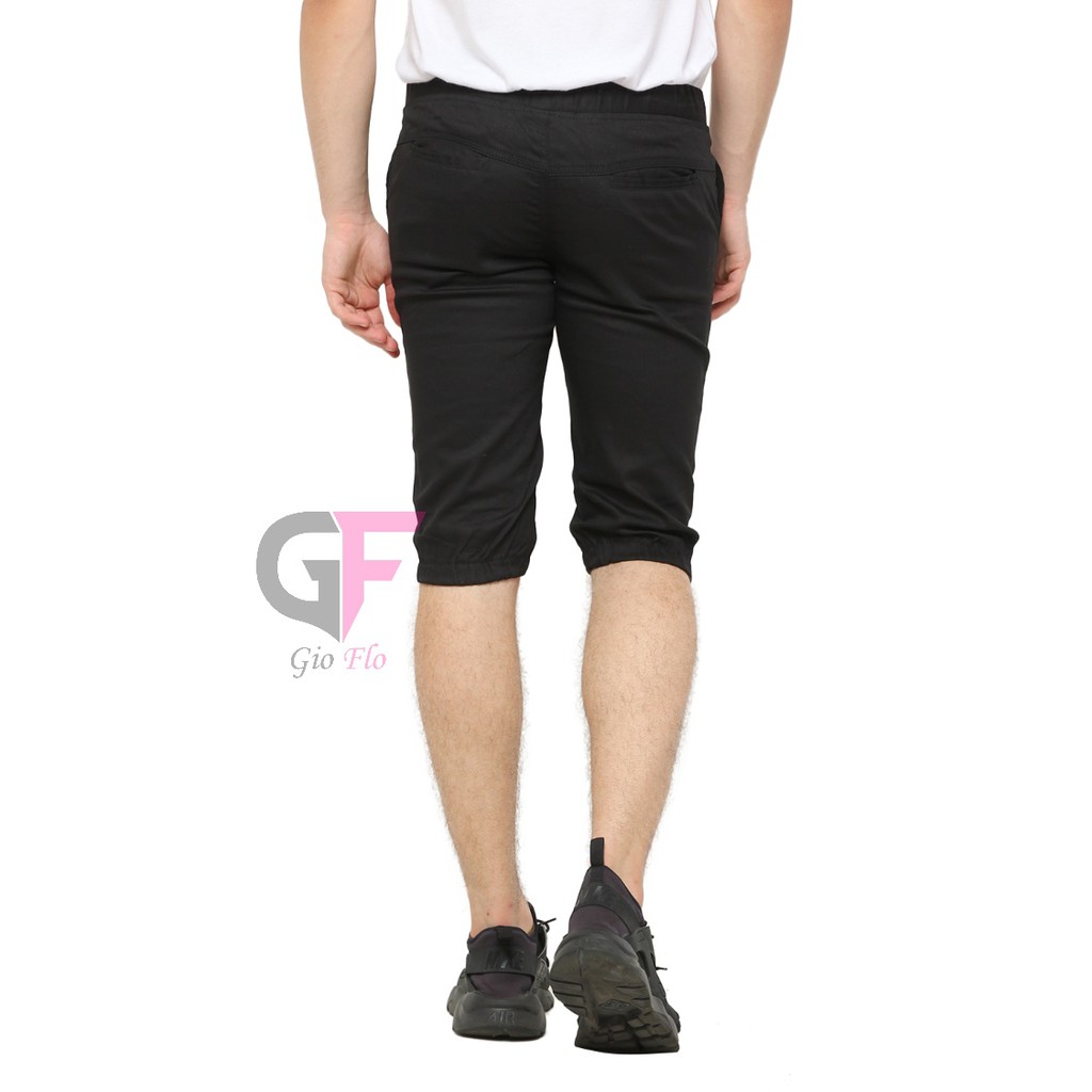 GIOFLO Jogger Pendek Celana Cowok Simple Casual Polos Hitam / CLN 665