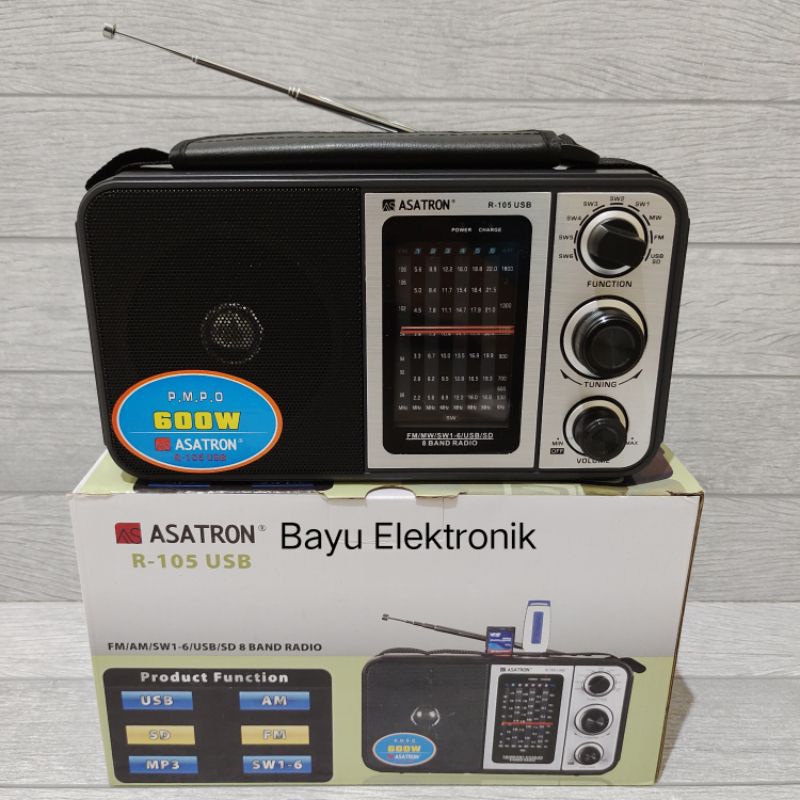 Radio Asatron R-105 USB FM/AM/SW1-6/USB/SD/MP3 8 Band Radio