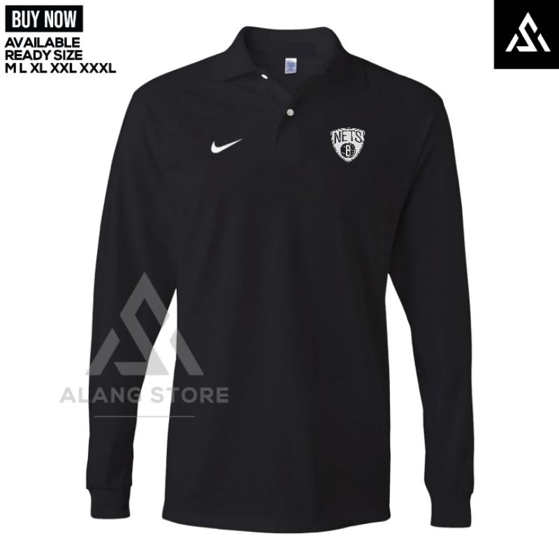 Polo shirt Pria Kaos Kerah Casual Lengan Panjang Nike Nets Basketball