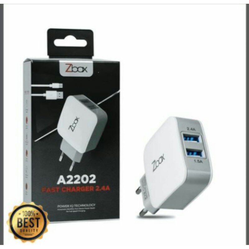 Travel Charger Zbox A2202 2,4A Dual Port Usb