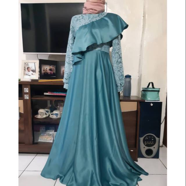 Gaun Pesta, Dress Brokat Simple, Dress Muslim