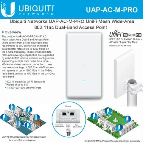 Access Point Ubiquiti UAP AP AC MESH PRO Dual Band 2.4GHz 5GHz