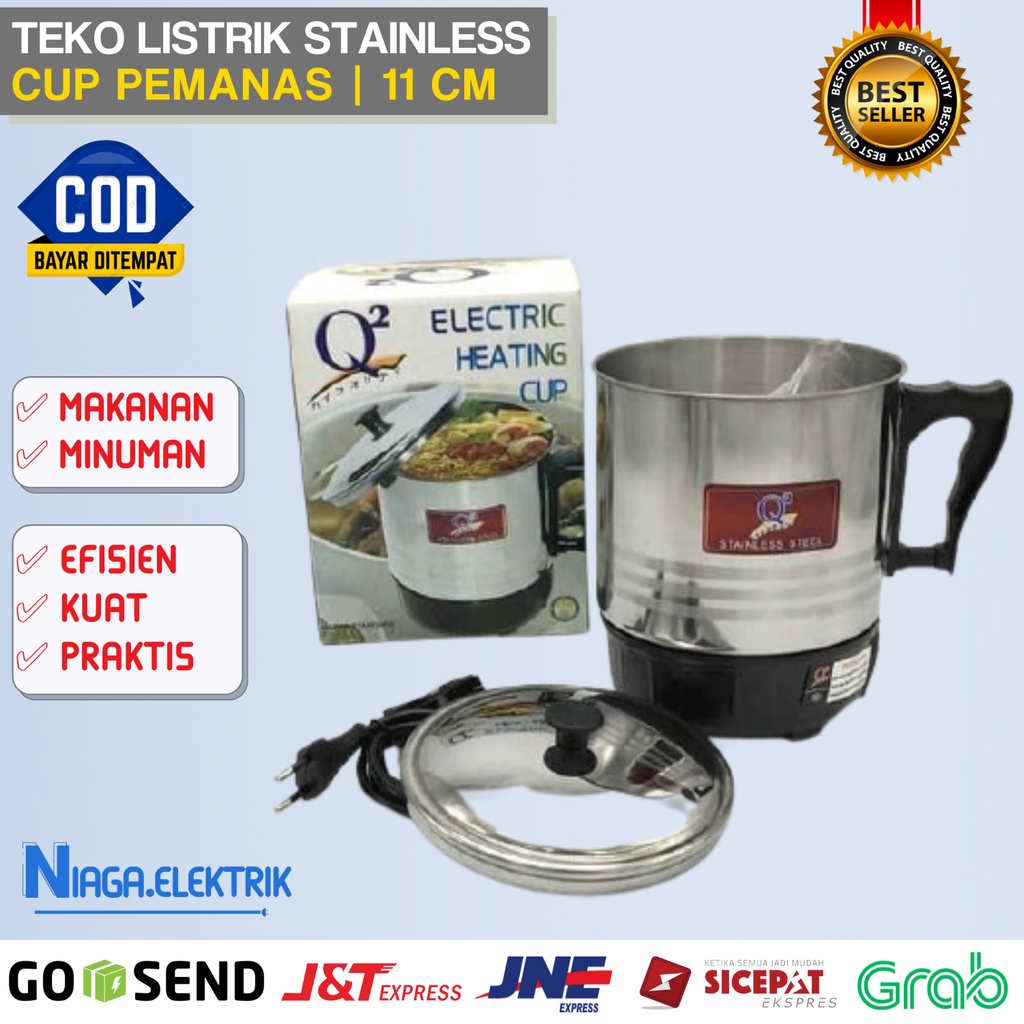 Teko Pemanas air listrik elektrik bahan stainless stenless stenles stainles Electric Heating Cup teq