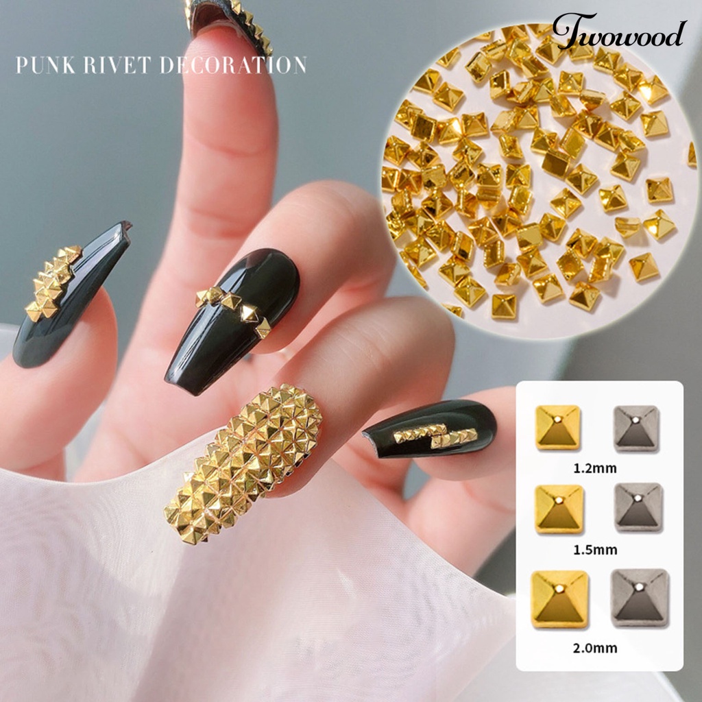 200pcs / Set Rivet Glitter 3D Efek Tidak Pudar Bahan Logam Gaya Punk Untuk Dekorasi Manicure