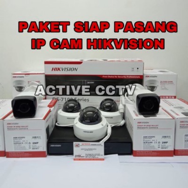 PAKET CAMERA CCTV IP CAM HIKVISION 5 kamera 2mp ipcam ipc 8 ch channel 8ch 8channel 1080p