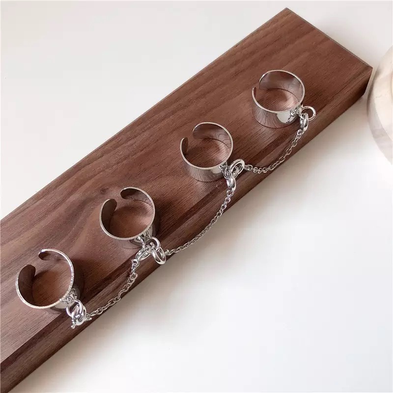 Women Fashion Simple Multi-layer Chain Rings / Ladies Smooth Fine Thin Sliver Colour Rings /  Elegant Punk Style Alloy Party Rings