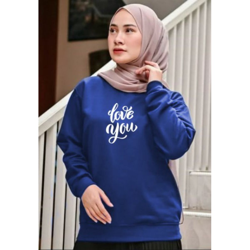 Kaos Lengan Panjang LOVE YOU / Kaos Sweatshirt / Atasan Wanita / Atasan Wanita Lengan Panjang