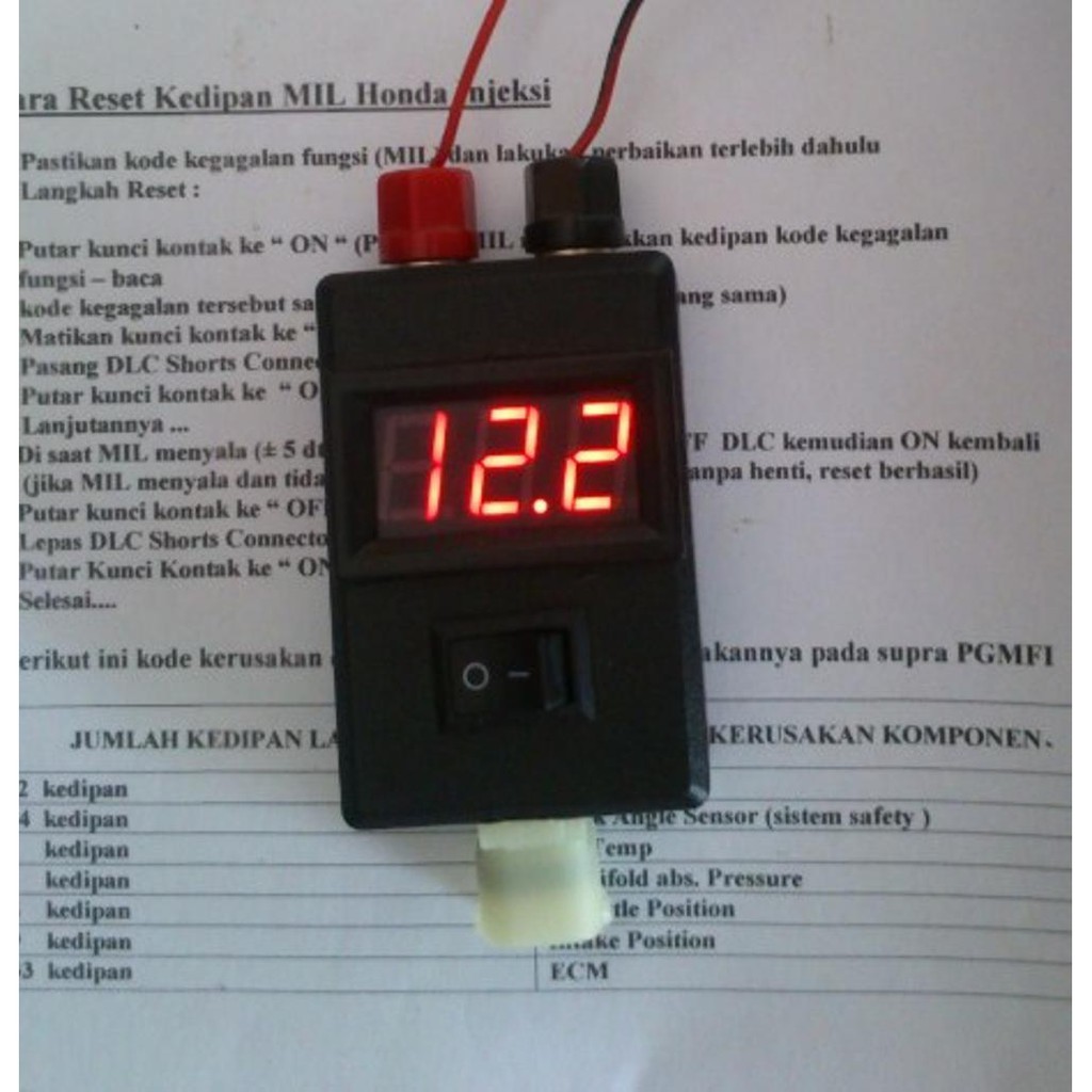 DLC short Connector Honda Injeksi + voltmeter Digital DC