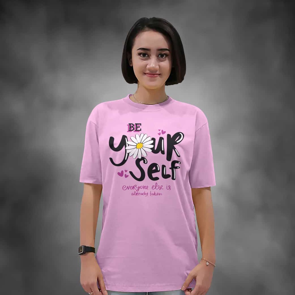 Kaos Wanita Lengan Pendek Respekful Warna Marun Atasan