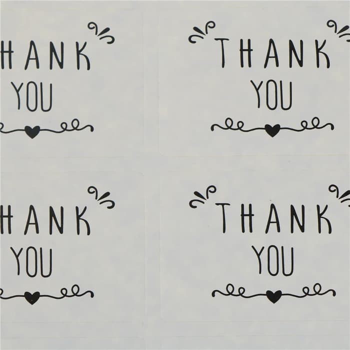 Paper Tags Sticker THANK YOU - White Rectangle 4x3cm (1sheet/42pcs)