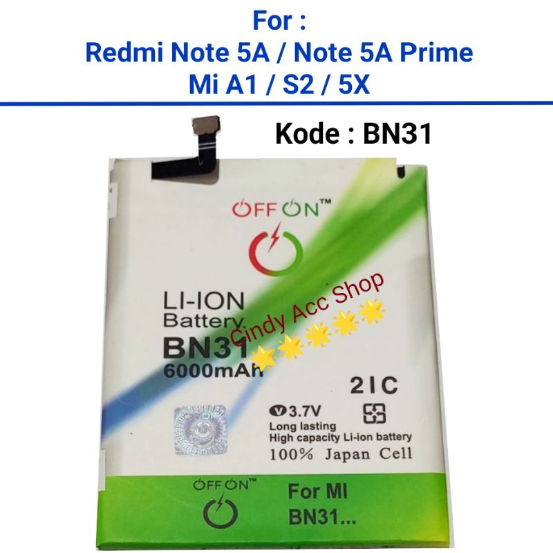 BATERAI Double Power XIAOMI REDMI NOTE 5A / MI 5X / MiA1 / S2 / BN31