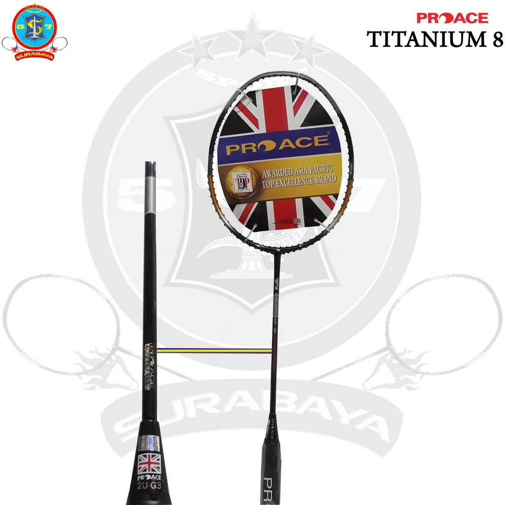 Raket Original Pro Ace Titanium 8 Bonus Komplit Badminton