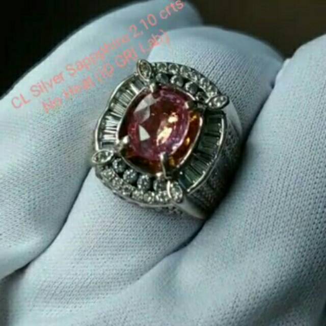 Cincin Perak Batu Pink Safir ASLI