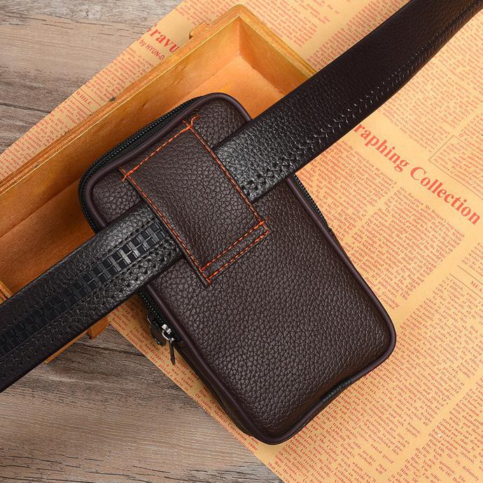 TERLARIS TAS PINGGANG HP KULIT PRIA DOMPET HP 4.2 - HITAM TERBATAS