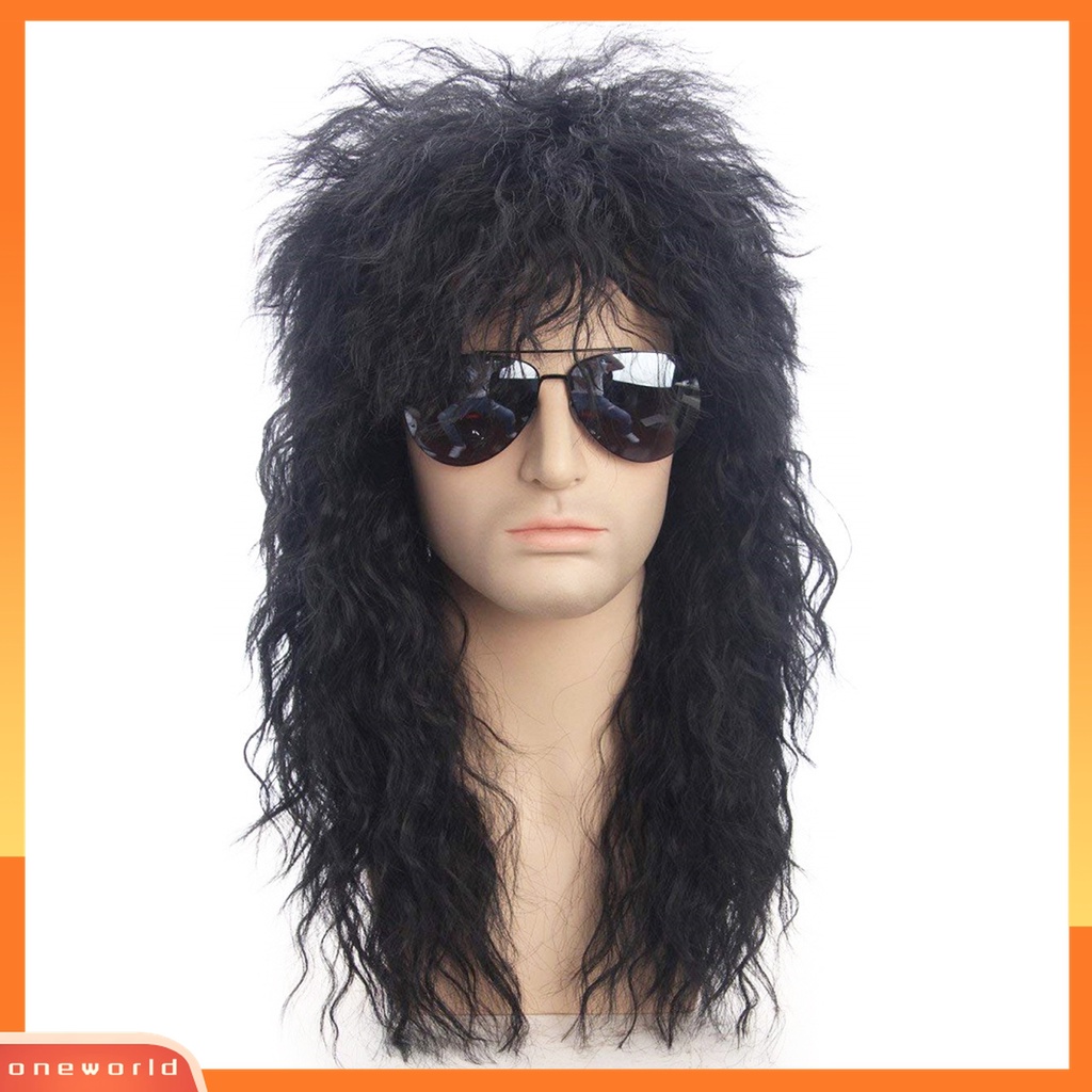 Wig Rambut Panjang Keriting Bahan Metal Gaya Punk Untuk Kostum Cosplay Halloween Pria