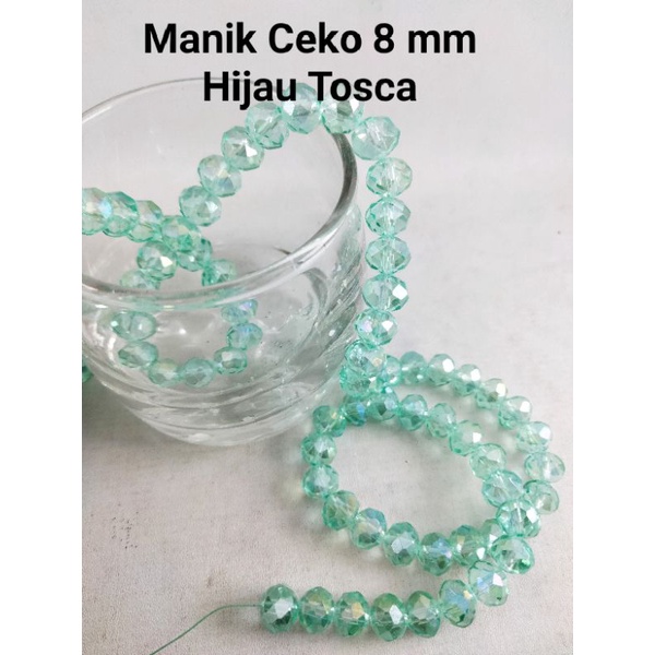 Parlaklik Manik Monte Mute Ceko 8 mm Hijau Tosca Bahan Untuk Membuat Kalung Gelang Kerajinan Tangan