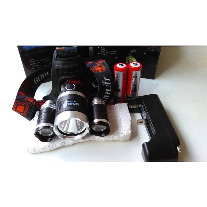 Murah paket senter kepala cree 5000 Lumens