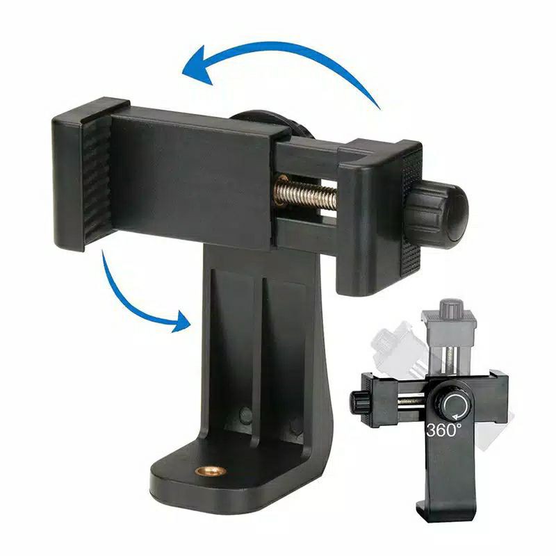 Holder HP Tripod Mount Bracket 360 Rotation Potrait Landscape Handphone Tongsis Monopod Dg Baut