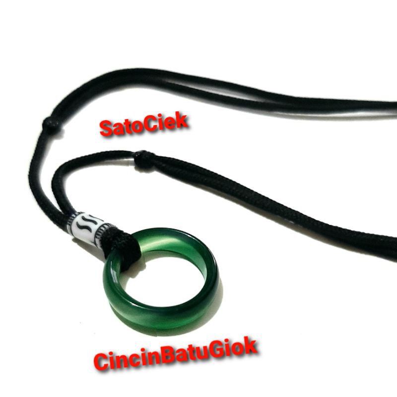 Kalung Tali Bandul Cincin Batu Giok Asli Burma