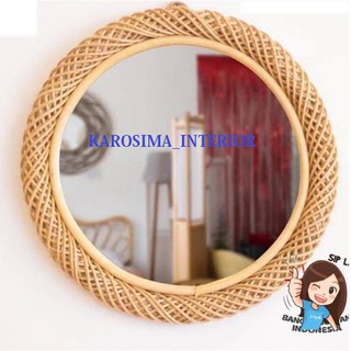 cermin ring rotan diamter cermin 50 cm