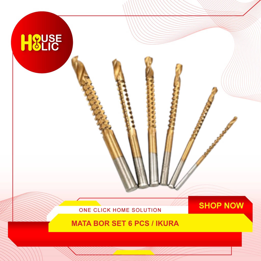 Mata Bor Gergaji HSS Titanium / HSS Groving Drill Saw Bits 6pcs