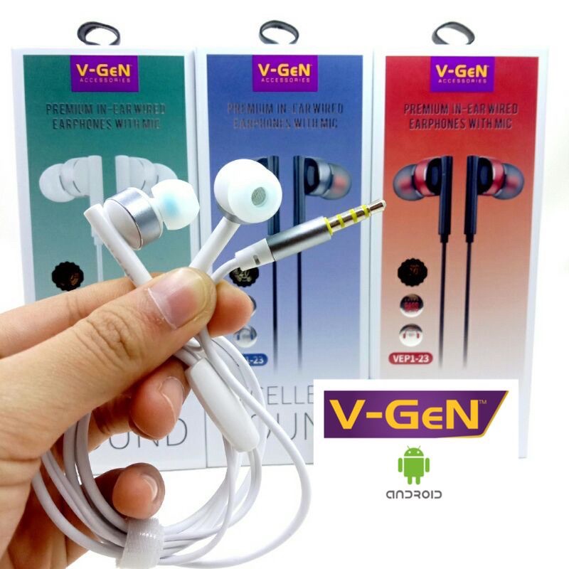 Ready Stok EARPHONE HEADSET V-GEN EXTRA BASS ORIGINAL VEP1-23 HIGH QUALITY HANDSFREE VGEN