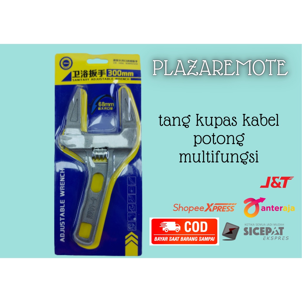 Kunci Inggris Mini 6-68mm Adjustable Spanner Panjang 200mm/ Kunci perkakasLedeng Kepala Besar 68mm/ Kunci Baut Kecil/ Kunci Inggris Kantong