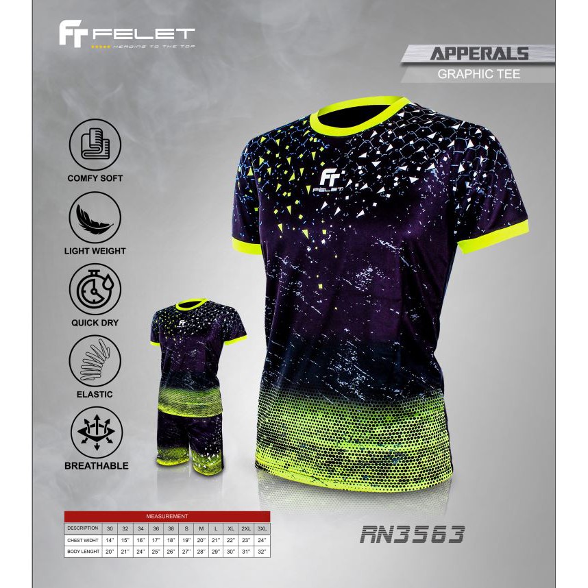ORIGINAL - Kaos / Baju Olahraga Badminton Pria Wanita Dewasa FELET - GRAPHIC TEE SERIES