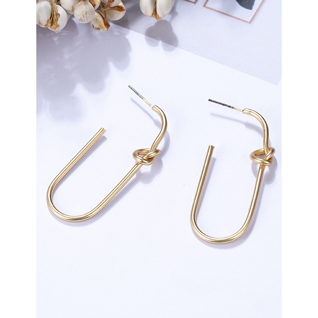 LRC Anting Tusuk Fashion Gold Color Pure Color Design Irregular Shape Earrings F21955