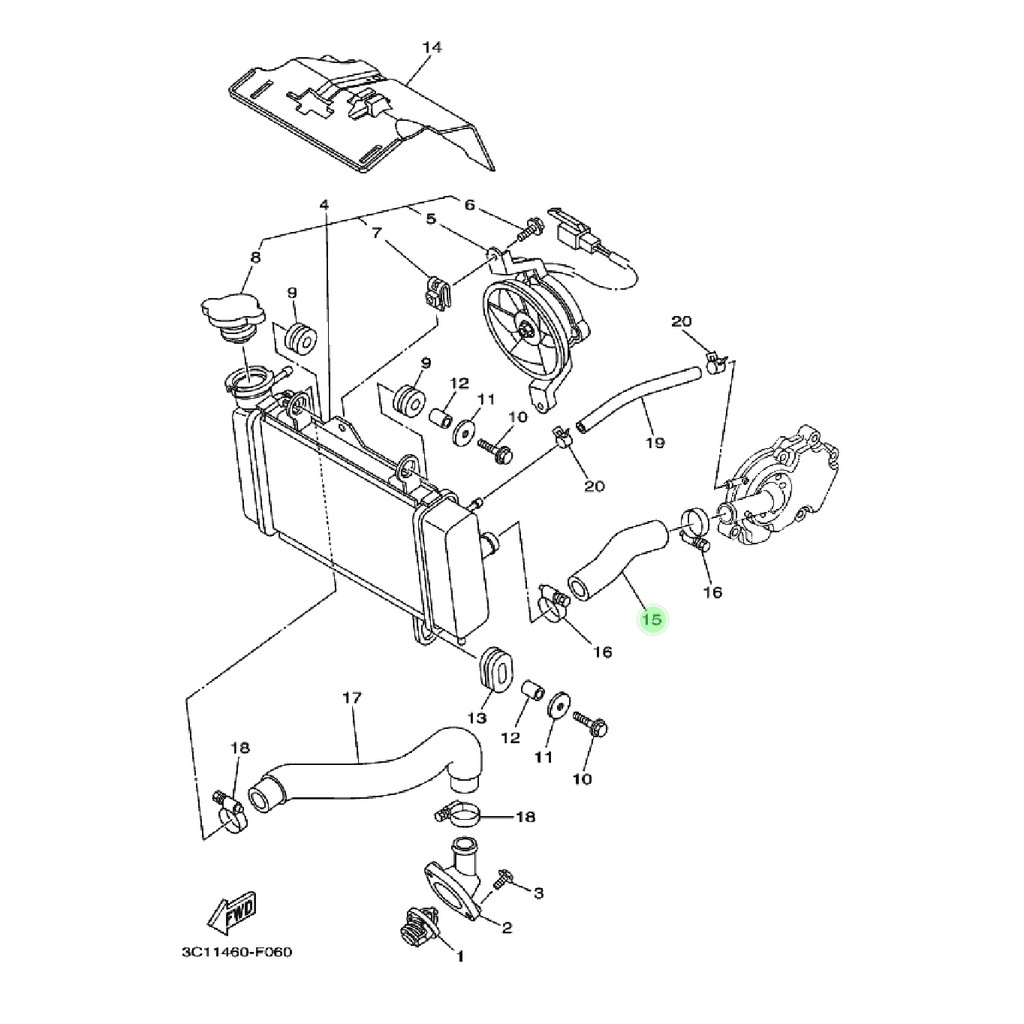 PIPE 1 PIPA SELANG RADIATOR KIRI VIXION LAMA NEW NVL NVA R15 LAMA OLD V2 XABRE ORIGINAL YGP 3C1-E2481-00