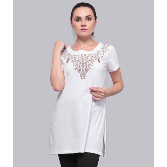 Zlata Aksara Women Kaos Lengan Pendek Wanita Putih Katun Casual Leirvik 19.06