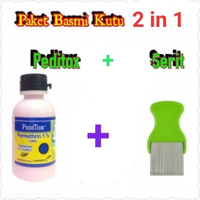 (NCS) Paket Peditox 50 ml Permethrine 1% Obat Pembasmi Kutu Rambut 50ml + Sisir Serit