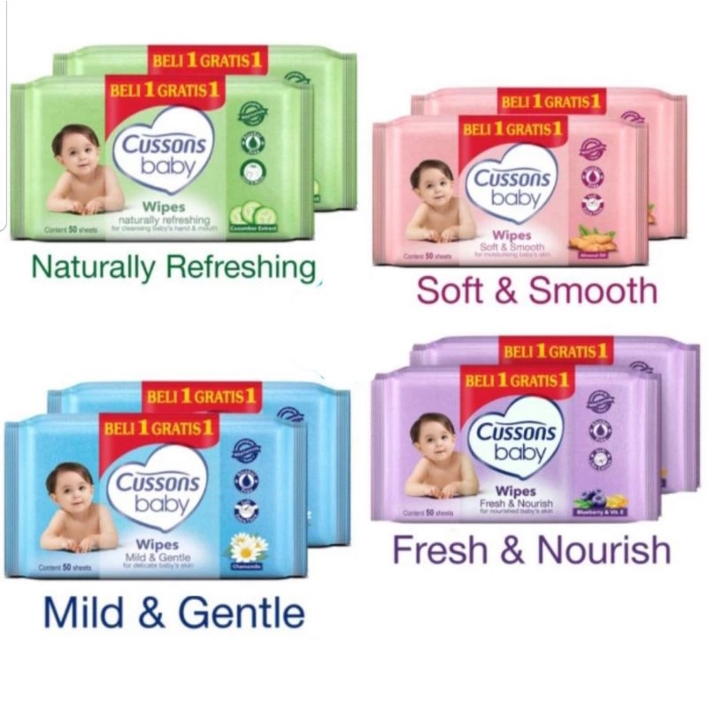 Buy 1 Get 1 Cussons Baby Wipes 45s +45s Cussons Wipes Tissue Basah Bayi Cusson