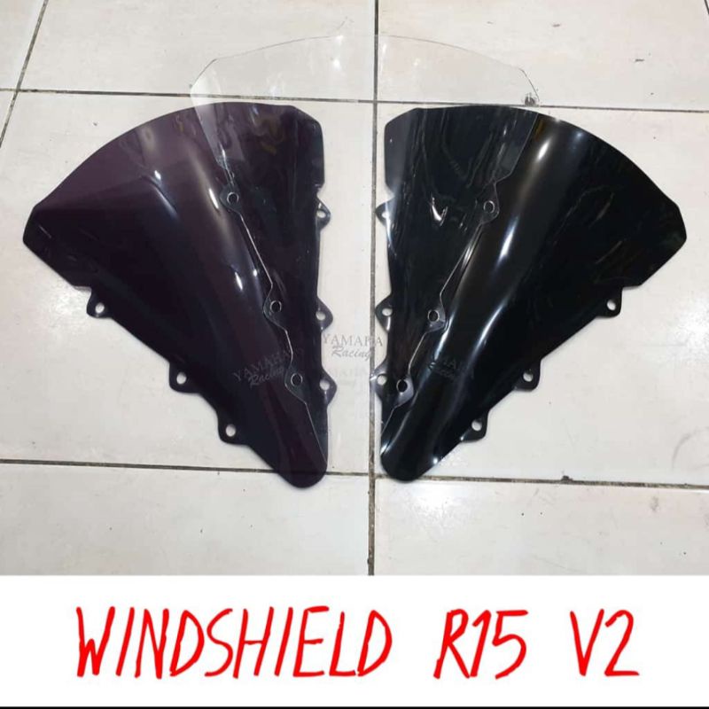 Windshield visor R15 V2 hitam Ray-Ban putih pemasangan PNP