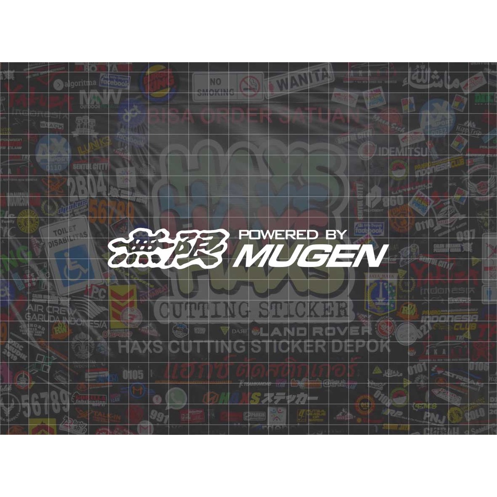 Cutting Sticker Powered By Mugen Ukuran 17 Cm Untuk Motor &amp; Mobil