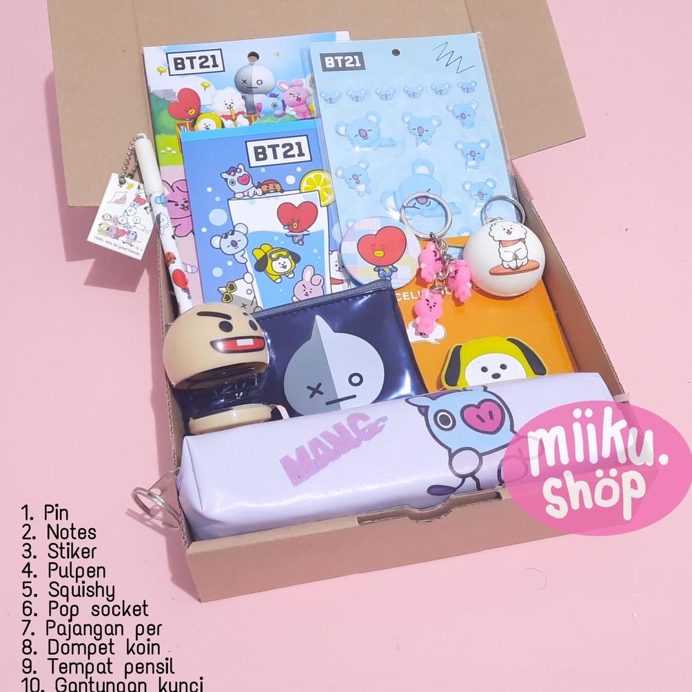 

Kado Hampers Gift Box Alat Tulis Bt21 Chimmy Cooky Tata Koya Rj Shooky Mang Van