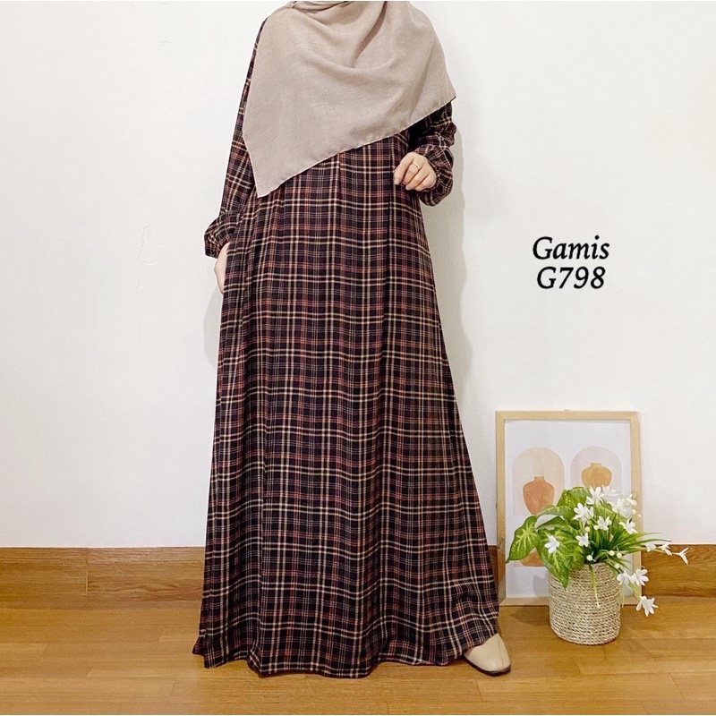 [bisa COD] gamis syari motif bahan katun rayon adem, jatuh, halus-1