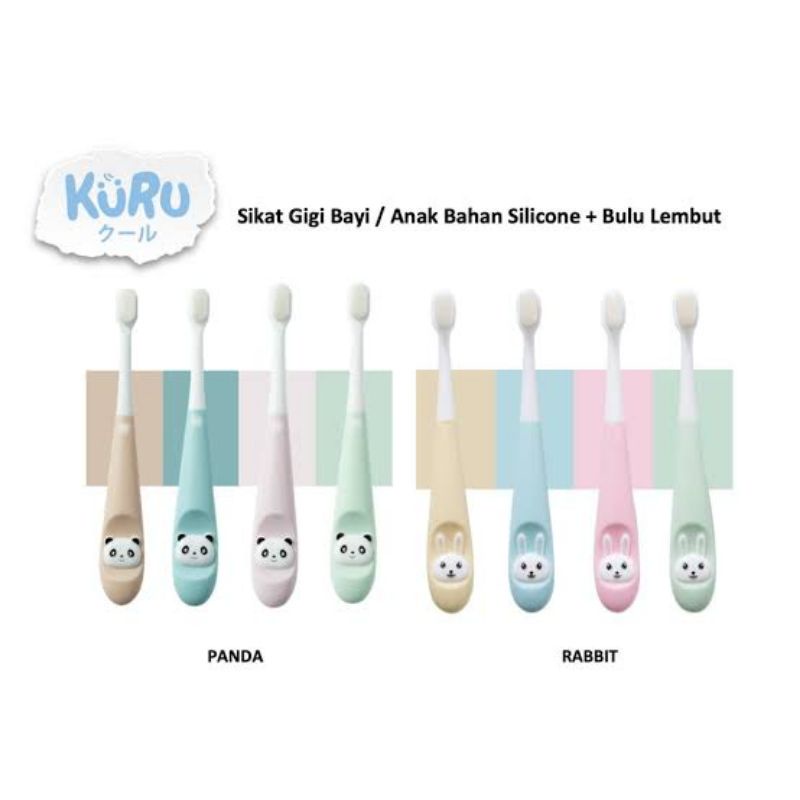 Kuru Baby Training ToothBrush - Kuru Sikat Gigi Bayi - Kuru Tooth Brush - Sikat Gigi Bulu Hlalus Silicone Handle