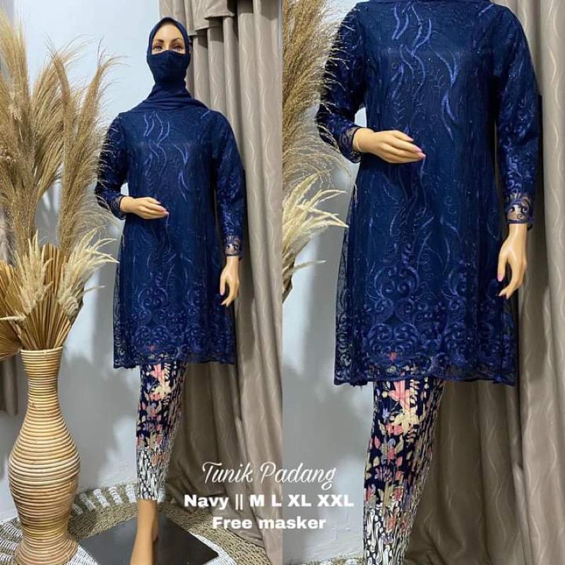 Fanstore - Set Kebaya Tunik Tulle Bordir Bigsize LD 130